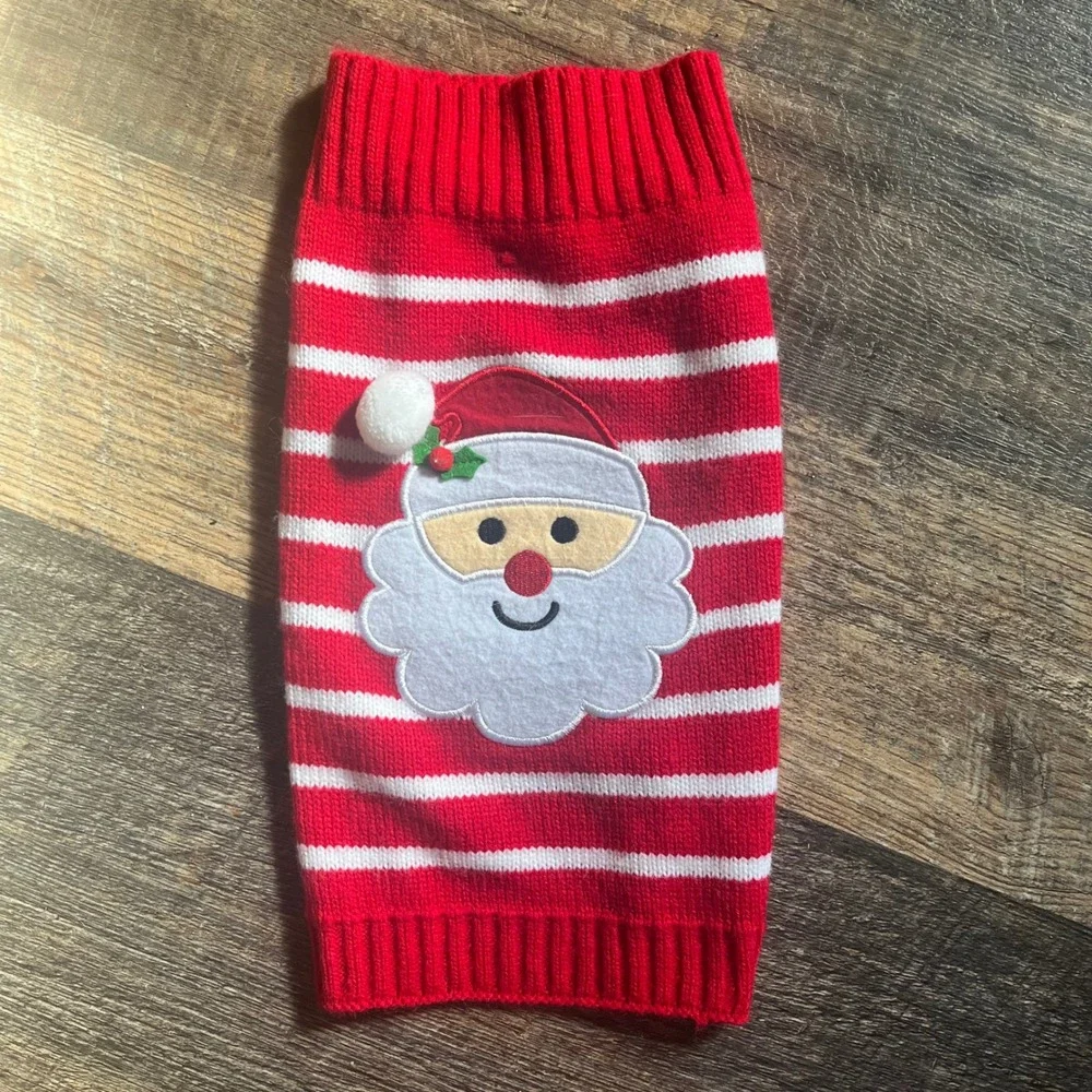 Pet Factory Dog Sweater Santa Claus Striped Knit Red White Size M‎ Christmas